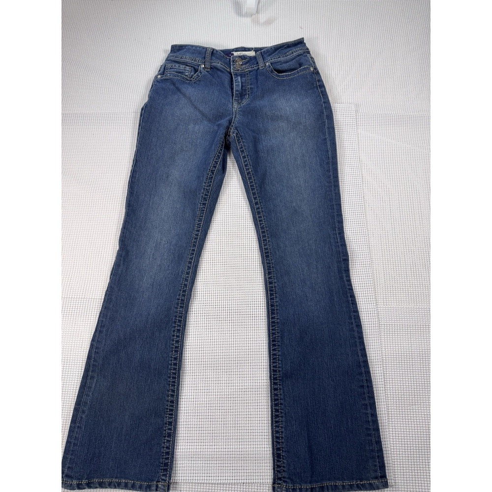 VGS Womens Bootcut Jeans Size 8 Blue Stretch Denim Embellished Pockets